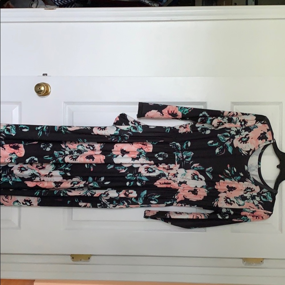 Black floral long dress